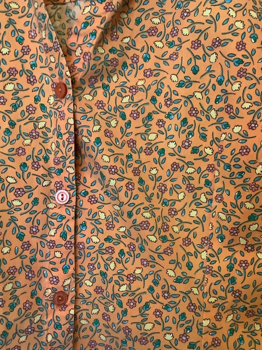 Basic Editions Short-Sleeve Button-Down Shirt - Rust Floral Print - Picture 5 of 8